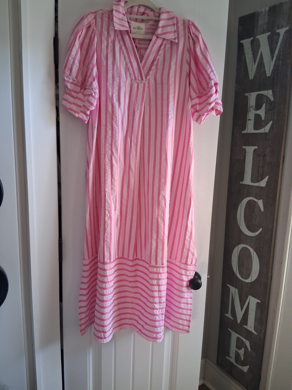 Umgee Pink and White Striped Maxi Dress